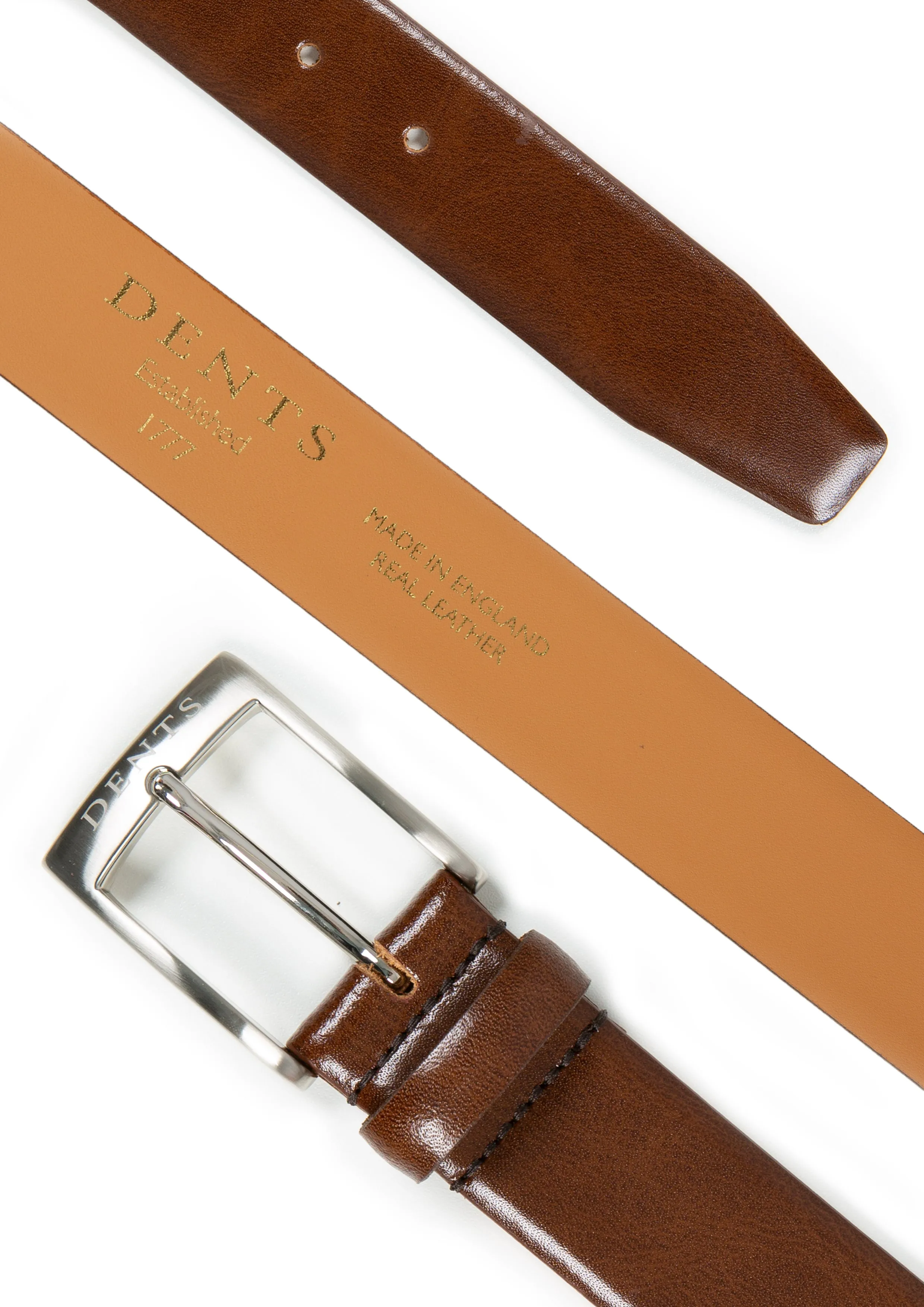 Men’s Heritage Lined Full-Grain Leather Belt with Satin Nickel Buckle