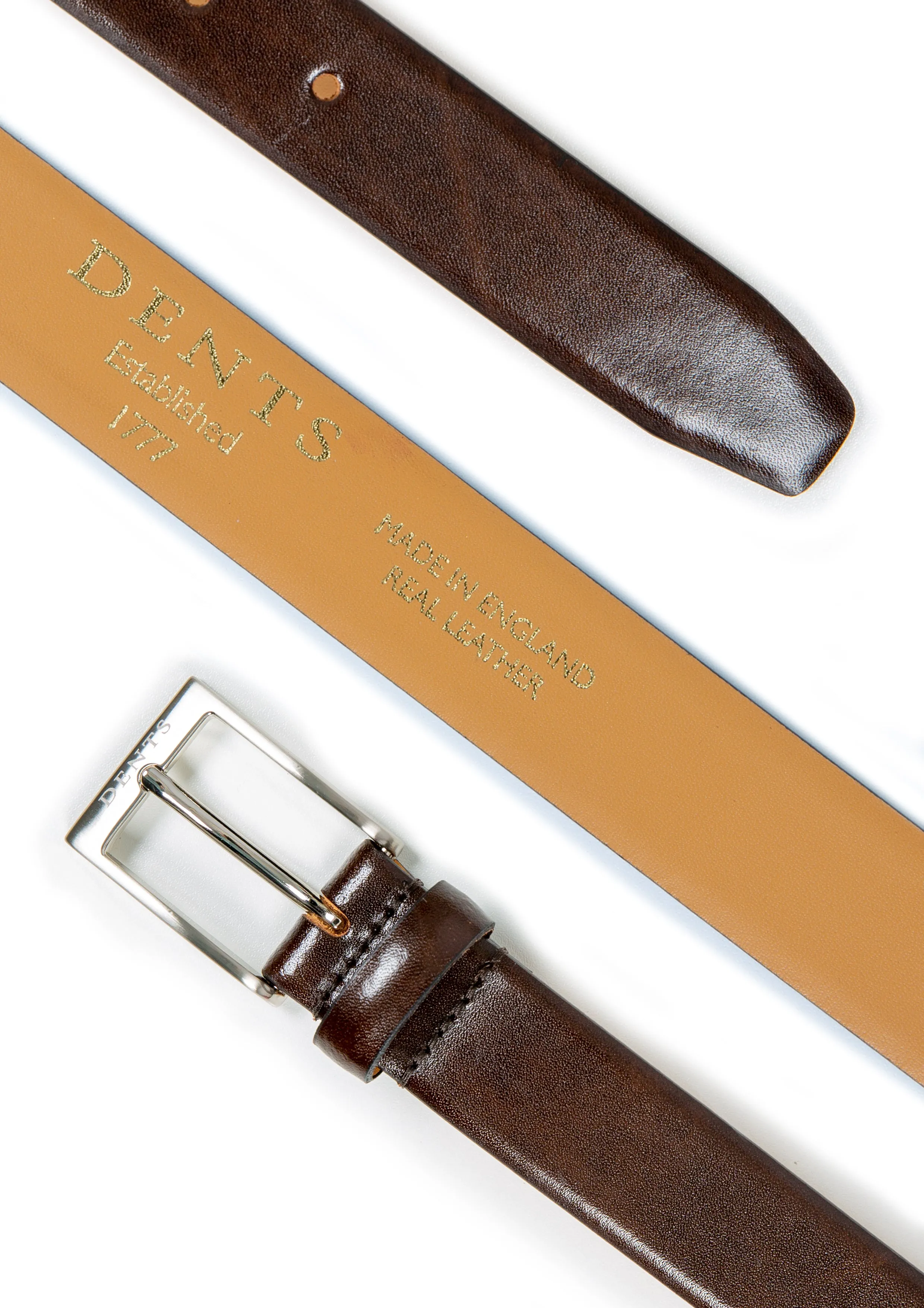 Men’s Heritage Lined Full-Grain Leather Belt with Satin Nickel Buckle