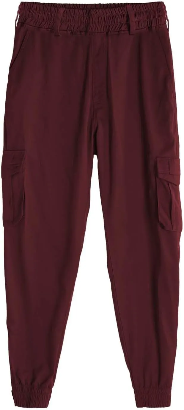 Men's Hiking Cargo Pants Joggers Slim Fit Stretch Lightweight Casual Elastic Waist Tapered Work Pants with Pockets