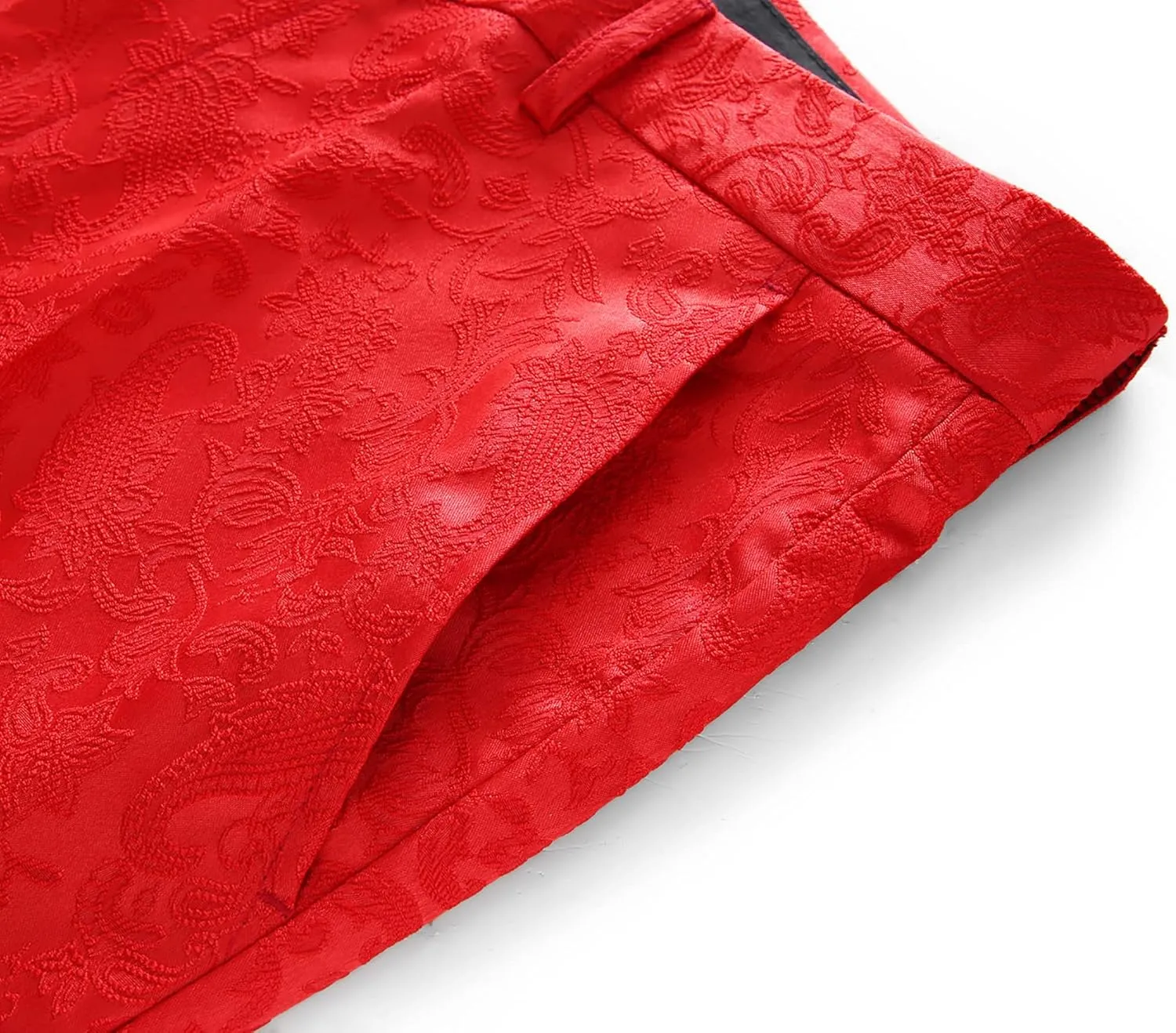 Mens Jacquard Floral Dress Pants Slim Fit Tuxedo Suit Pants