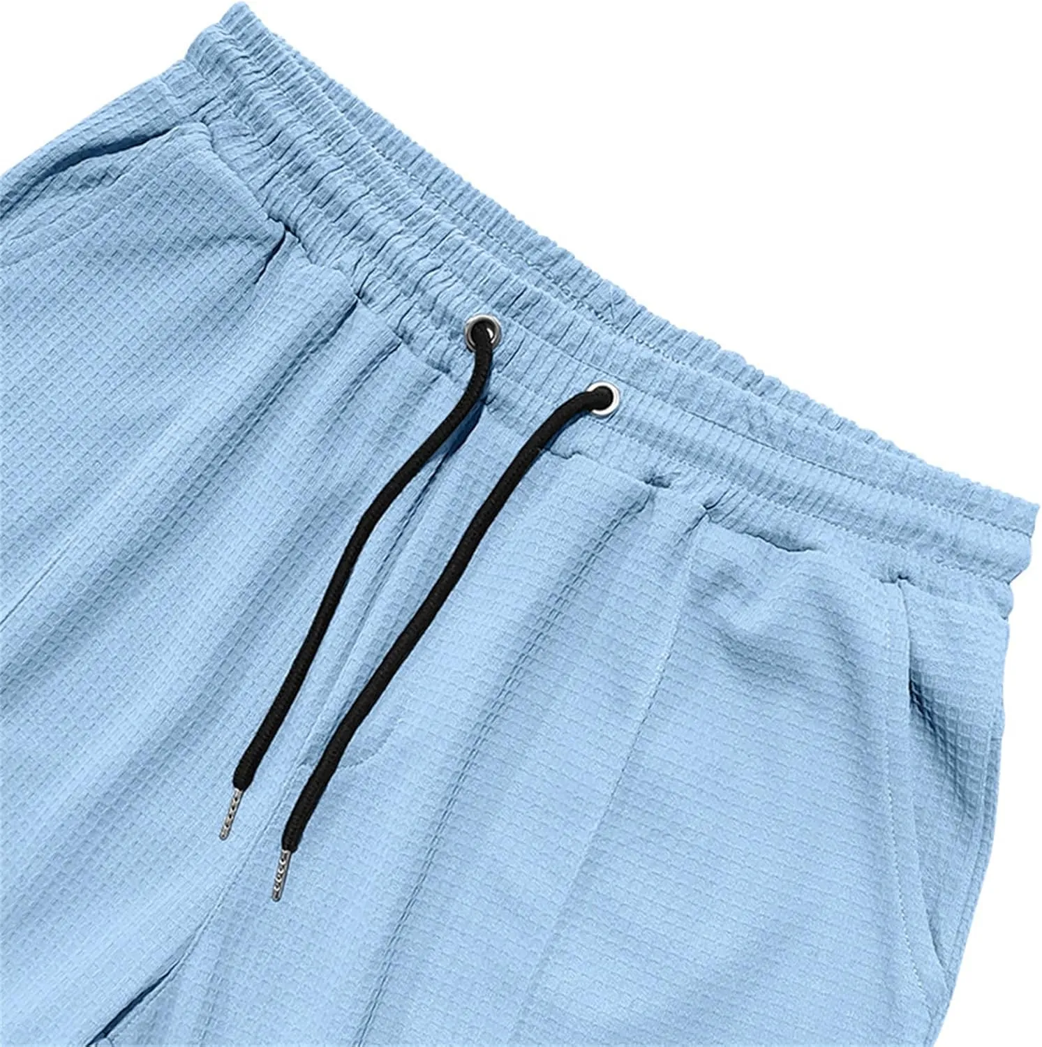 Men's Jacquard Waffle Sweatpants Stretch Waist Drawstring Casual Business Jogging Pants Loose Tousers 2025 Summer