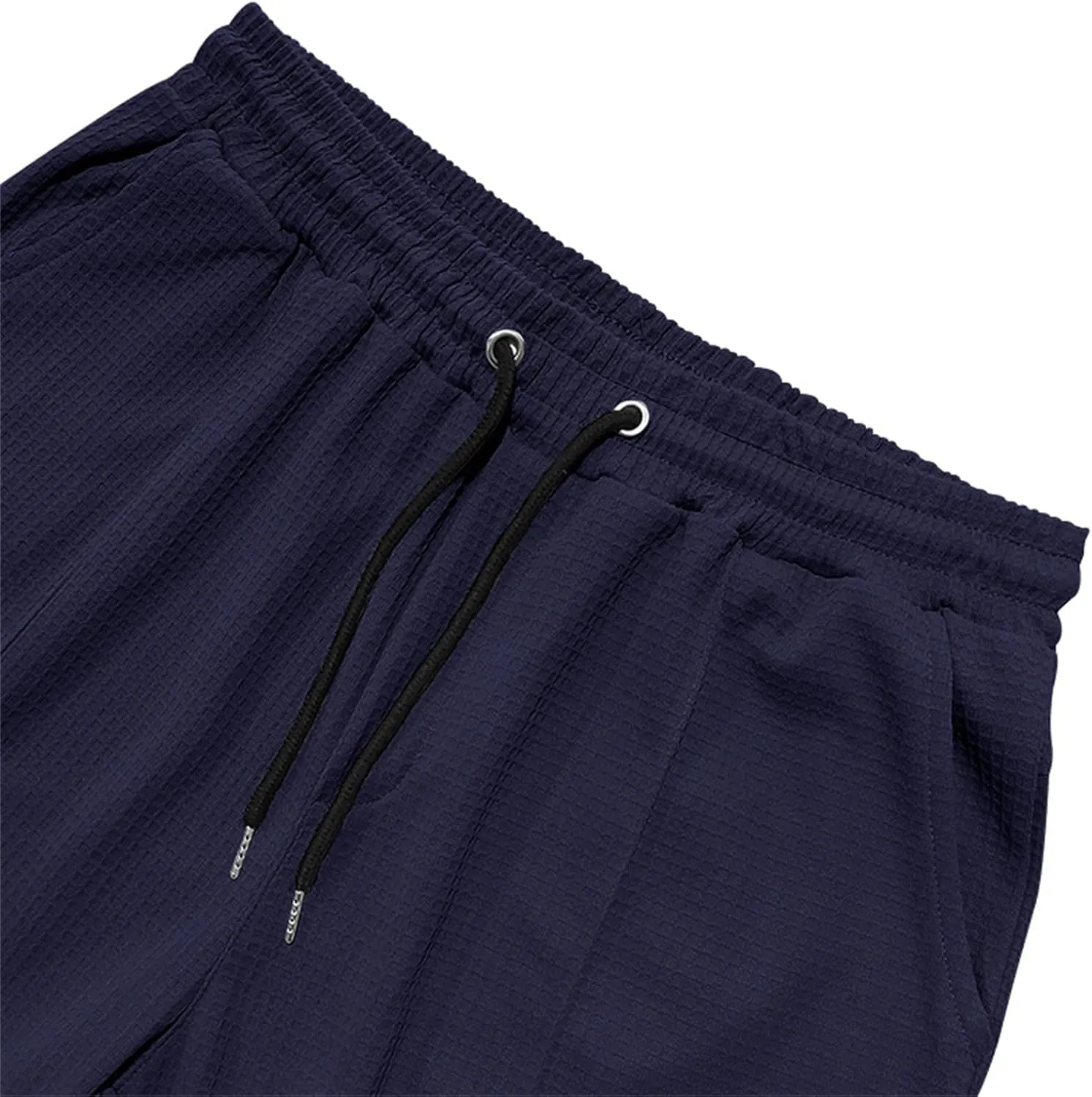 Men's Jacquard Waffle Sweatpants Stretch Waist Drawstring Casual Business Jogging Pants Loose Tousers 2025 Summer