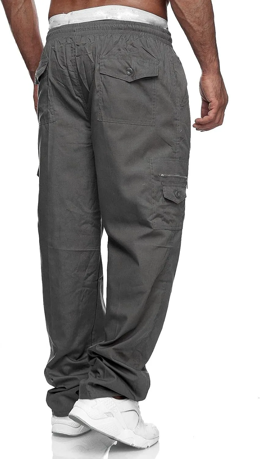 Men's Joggers Cargo Pants Drawstring Fashion Pants Sweatpants Casual Work Chino Pants with Pockets for Men