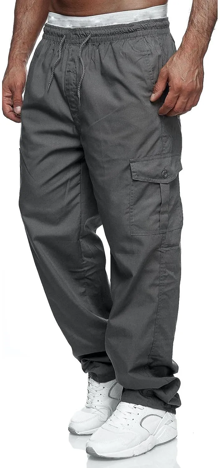 Men's Joggers Cargo Pants Drawstring Fashion Pants Sweatpants Casual Work Chino Pants with Pockets for Men