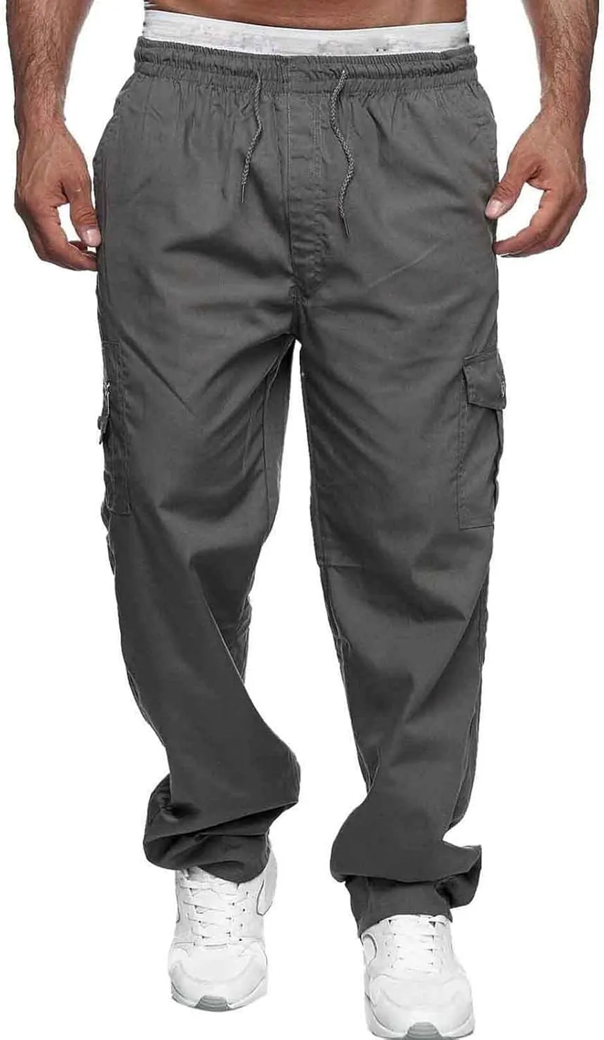 Men's Joggers Cargo Pants Drawstring Fashion Pants Sweatpants Casual Work Chino Pants with Pockets for Men