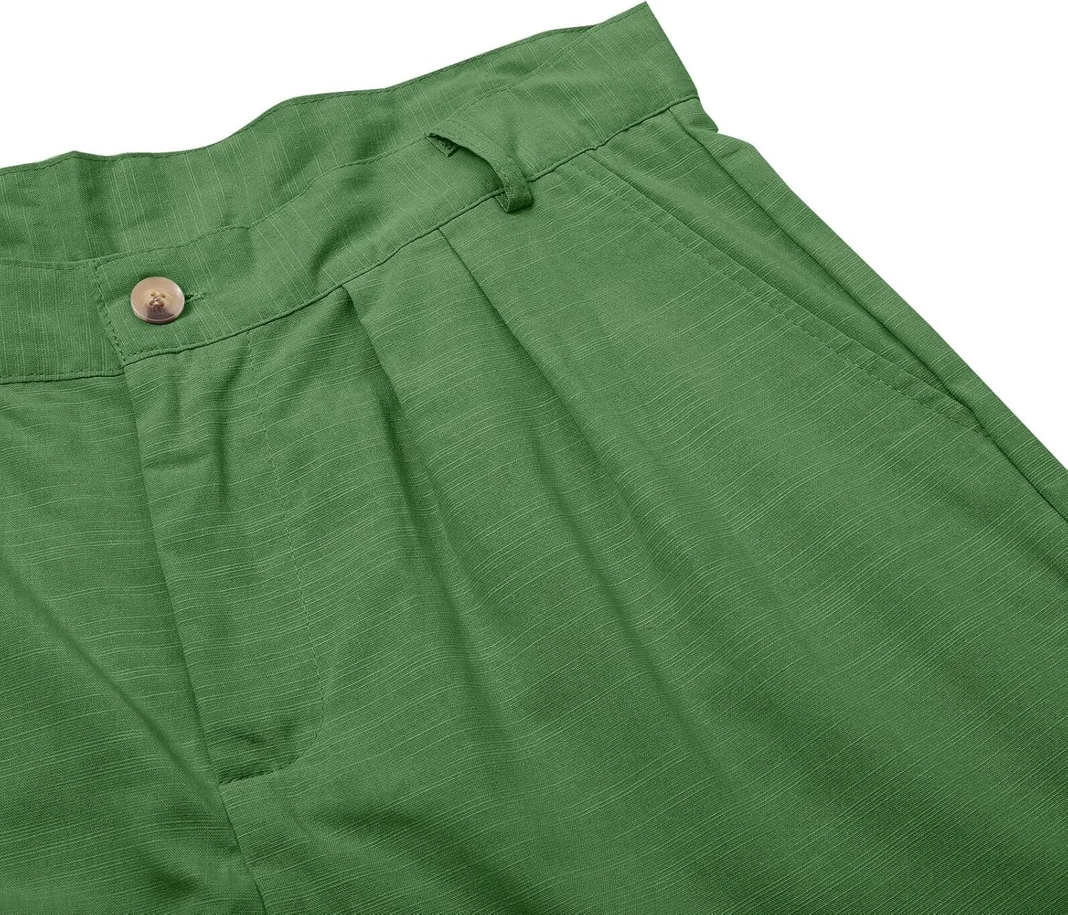 Mens Linen Casual Pants Plain Beach Vacation Pants Elastic Waist Lightweight Loose Pleated Slacks Summer Trousers