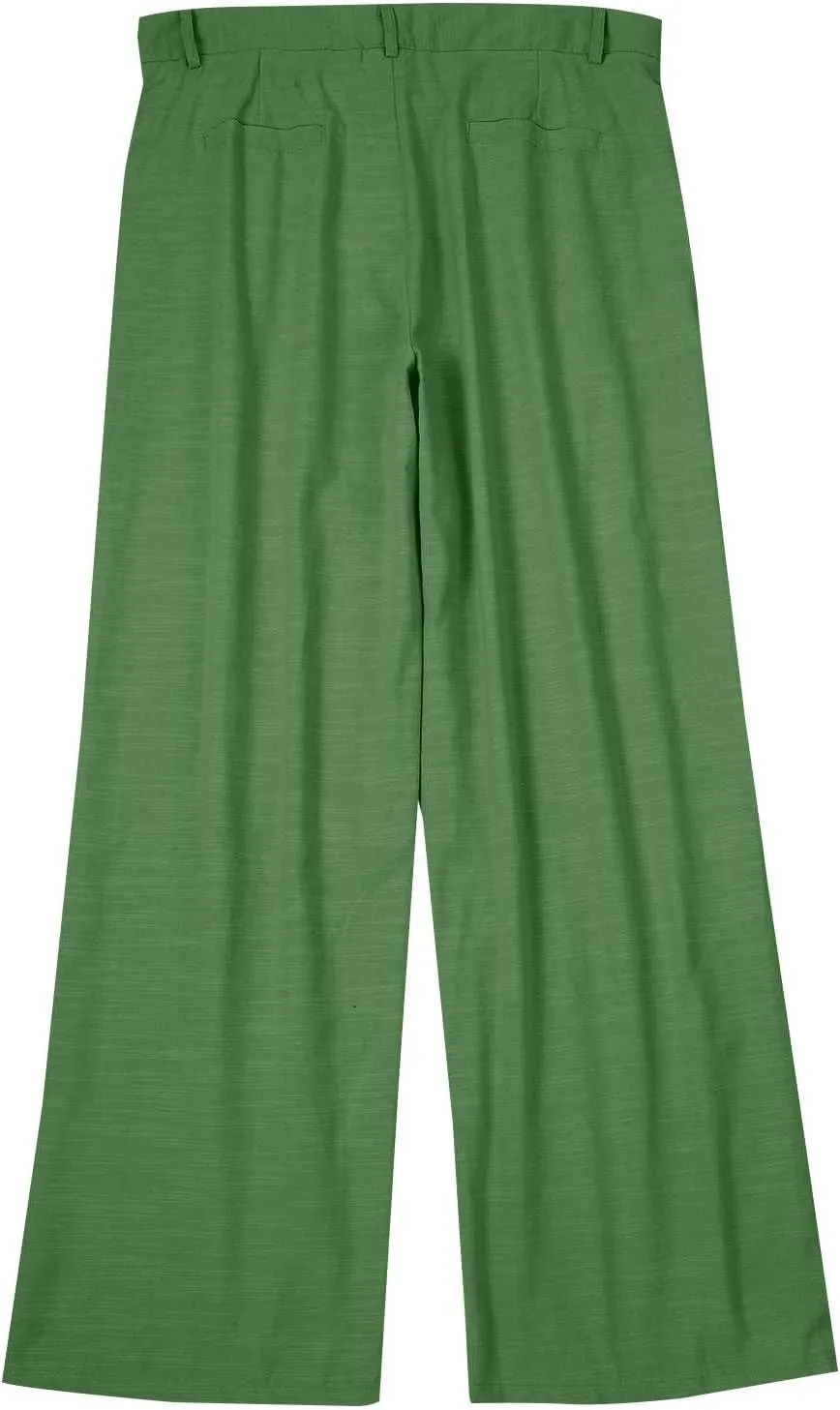 Mens Linen Casual Pants Plain Beach Vacation Pants Elastic Waist Lightweight Loose Pleated Slacks Summer Trousers