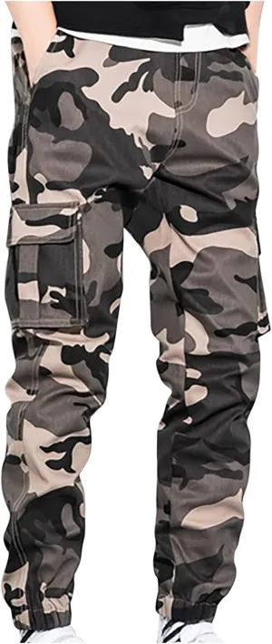 Mens Outdoor Camo Hiking Pants Slim Fit Stretch Cargo Joggers Military Pocket Casual Work Pants Tactical Fishing Pant