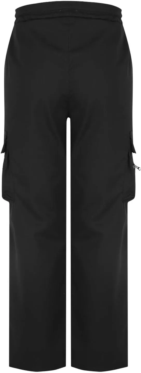 Mens Outdoor Cargo Pants Elastic High Waist Drawstring Summer Chinos Pants Straight Leg Tactical Trousers with Pocket