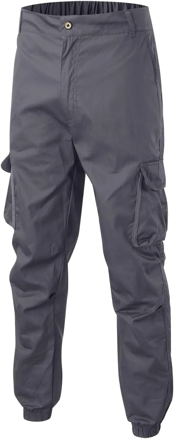 Mens Resort Wear 2025 Polyester Joggers Pant Casual Cargo Pants Drawstring Loose Elastic Waist Baggy Tapered Sweatpants