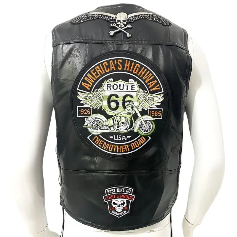 Men's Sleeveless Motorcycle Streetwear Biker Waistcoat Vest Leather Jacket