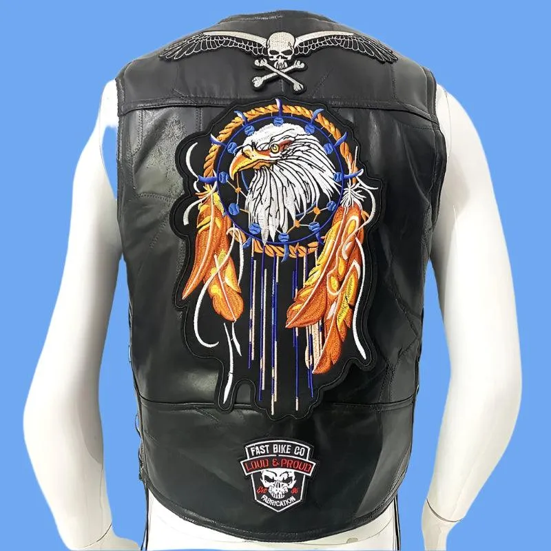 Men's Sleeveless Motorcycle Streetwear Biker Waistcoat Vest Leather Jacket