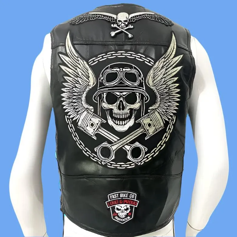 Men's Sleeveless Motorcycle Streetwear Biker Waistcoat Vest Leather Jacket