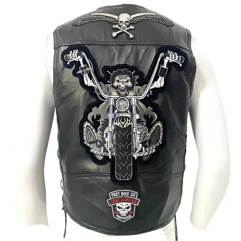 Men's Sleeveless Motorcycle Streetwear Biker Waistcoat Vest Leather Jacket