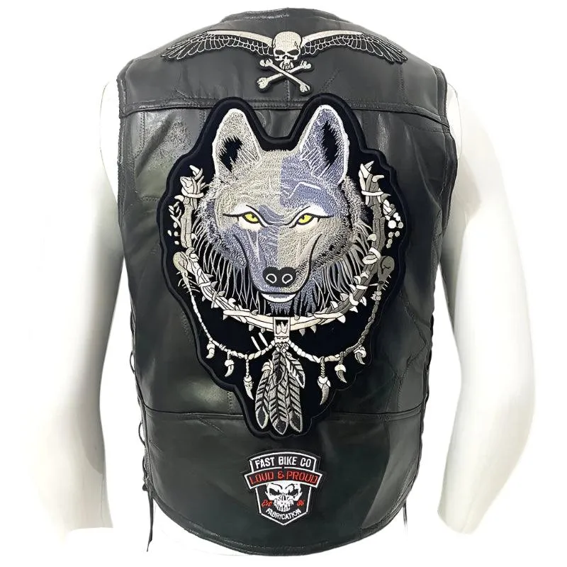 Men's Sleeveless Motorcycle Streetwear Biker Waistcoat Vest Leather Jacket