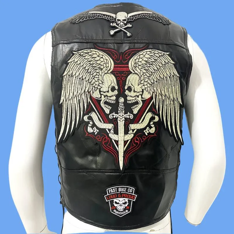 Men's Sleeveless Motorcycle Streetwear Biker Waistcoat Vest Leather Jacket