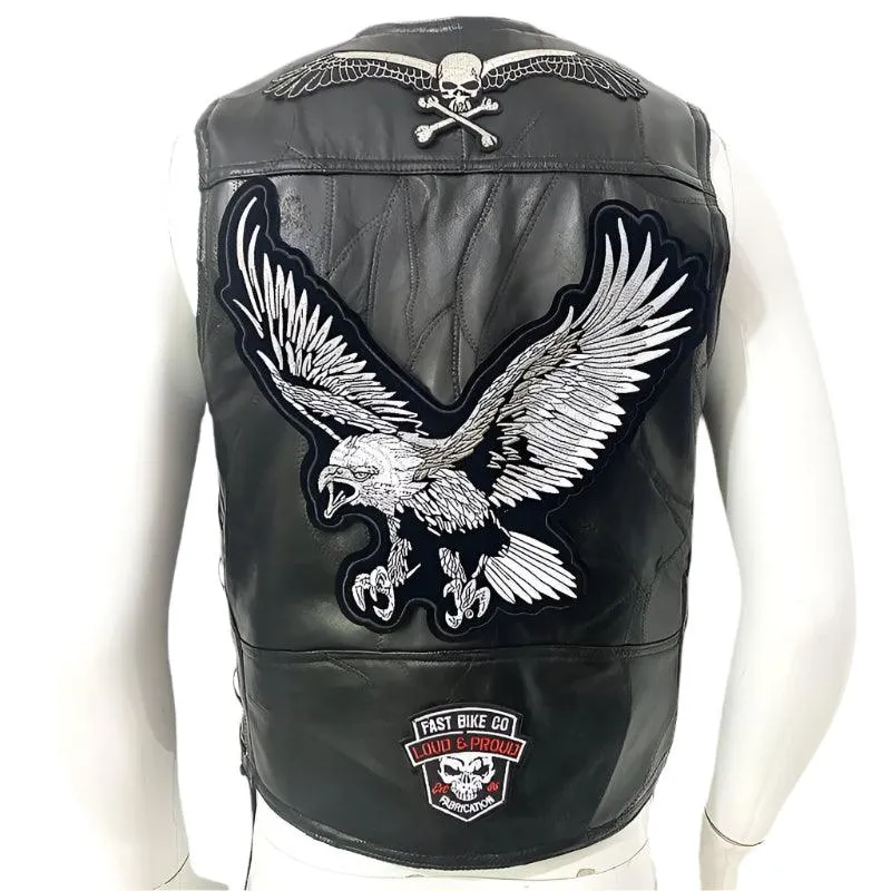 Men's Sleeveless Motorcycle Streetwear Biker Waistcoat Vest Leather Jacket
