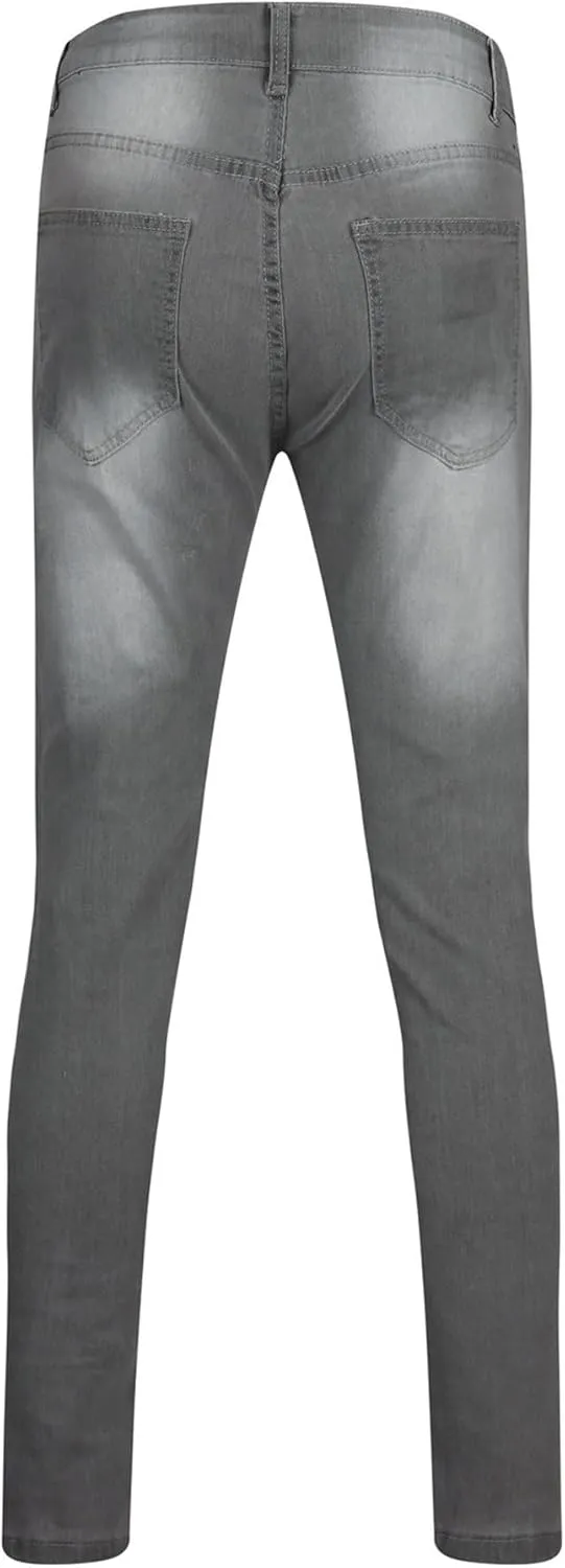 Men's Slim Fit Stretch Biker Jeans Ripped Skinny Tapered Leg Jeans for Men Fashion Vintage Distressed Denim Pants