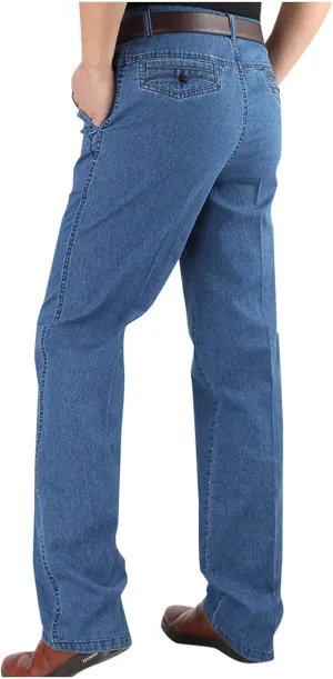 Men's Slim Fit Stretch Jeans Vintage Classic Denim Dress Pants Men Casual Work Jeans Pants Straight Leg Loose Fit