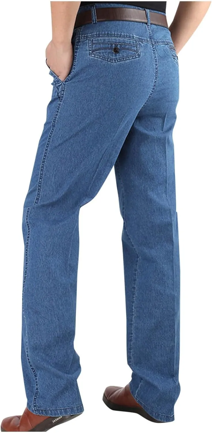Men's Slim Fit Stretch Jeans Vintage Classic Denim Dress Pants Men Casual Work Jeans Pants Straight Leg Loose Fit