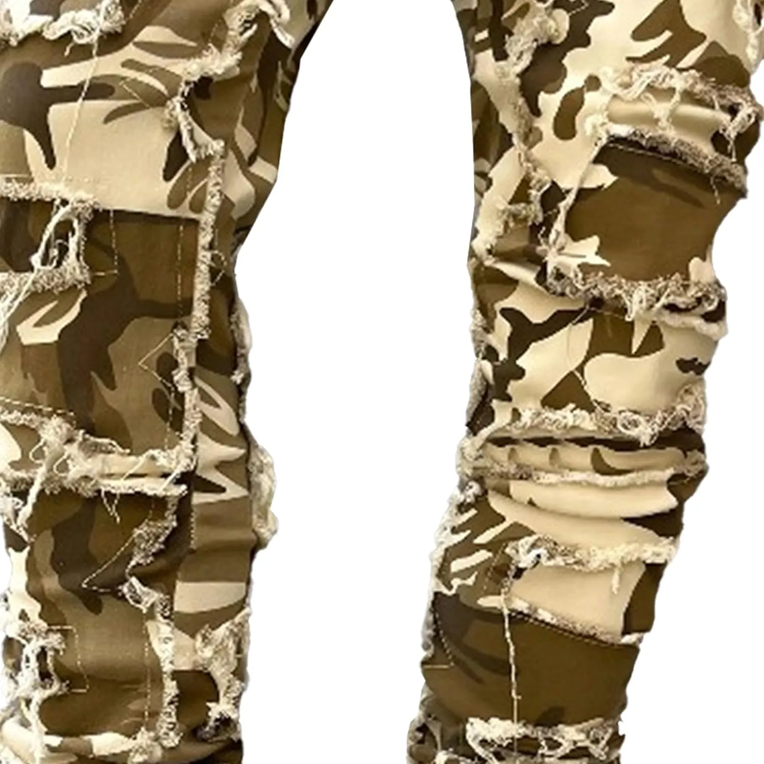 Men's Slim Fit Stretch Ripped Jeans Straight Leg Skinny Biker Jeans Fashion Vintage Distressed Hip Hop Denim Pants