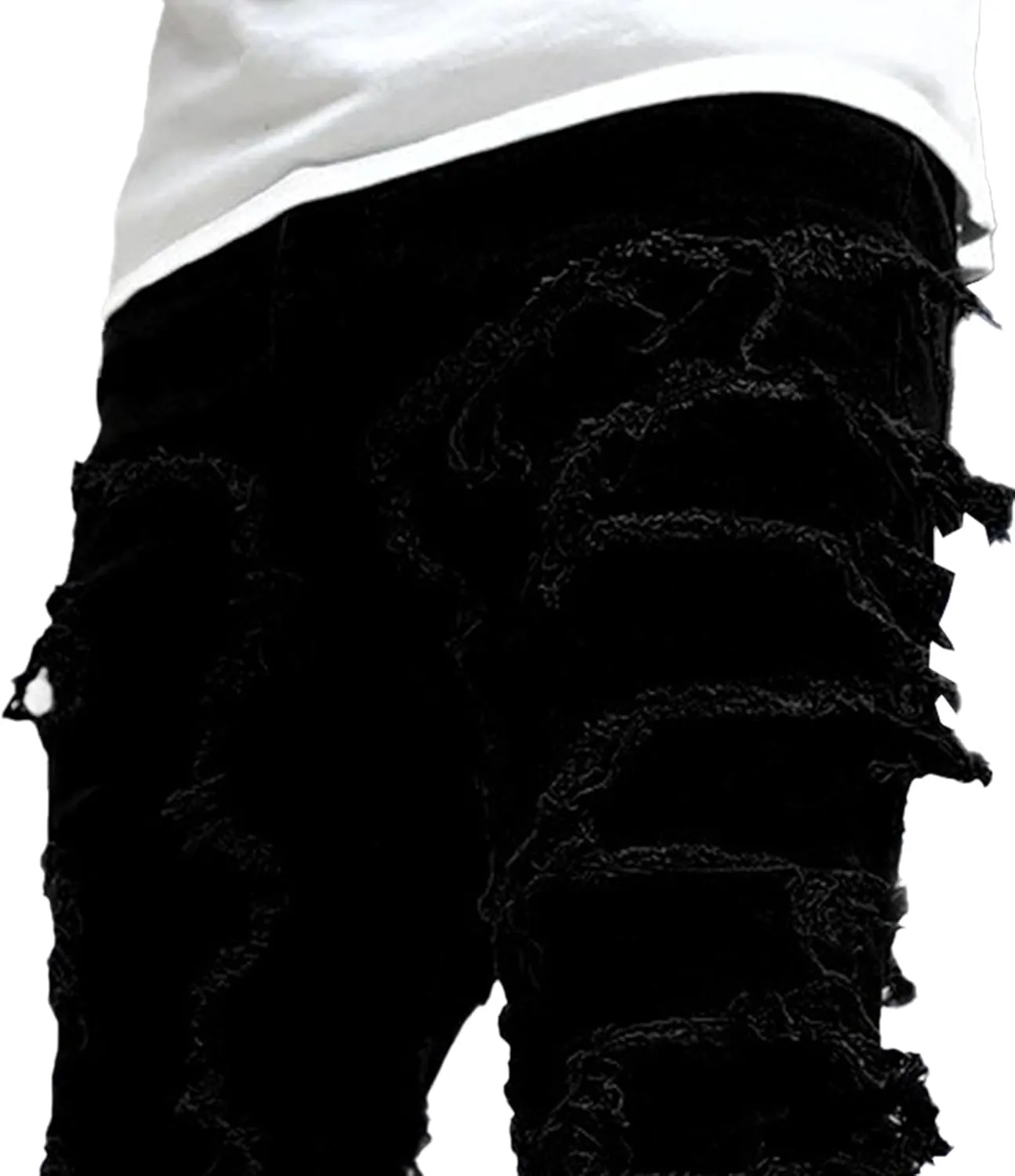Men's Slim Fit Stretch Ripped Jeans Straight Leg Skinny Biker Jeans Fashion Vintage Distressed Hip Hop Denim Pants
