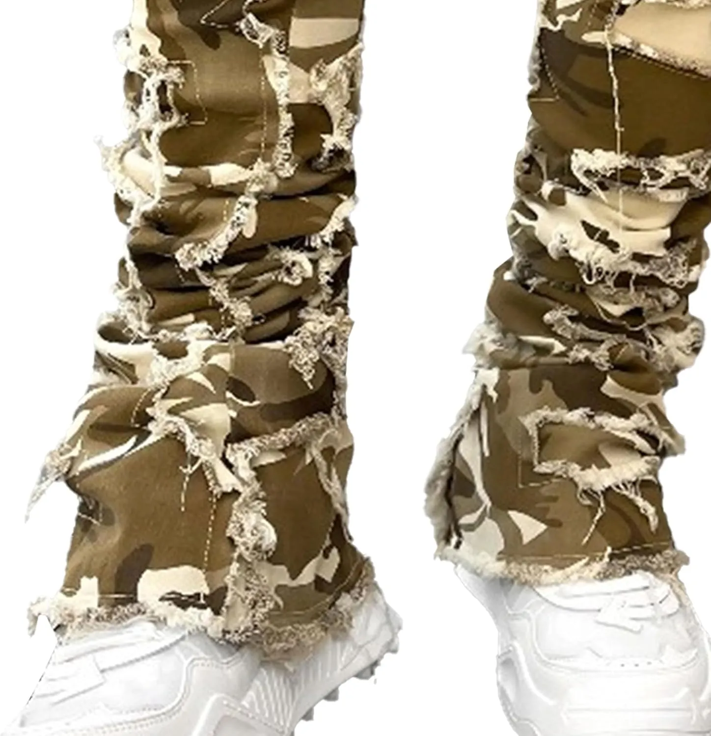 Men's Slim Fit Stretch Ripped Jeans Straight Leg Skinny Biker Jeans Fashion Vintage Distressed Hip Hop Denim Pants
