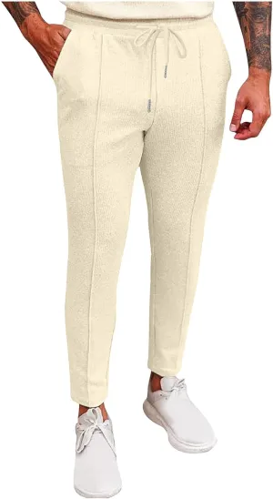 Mens Soft Joggers Drawstring Running Sweatpants with Pockets Lightweight Slim Fit Athletic Track Pants Workout Pants