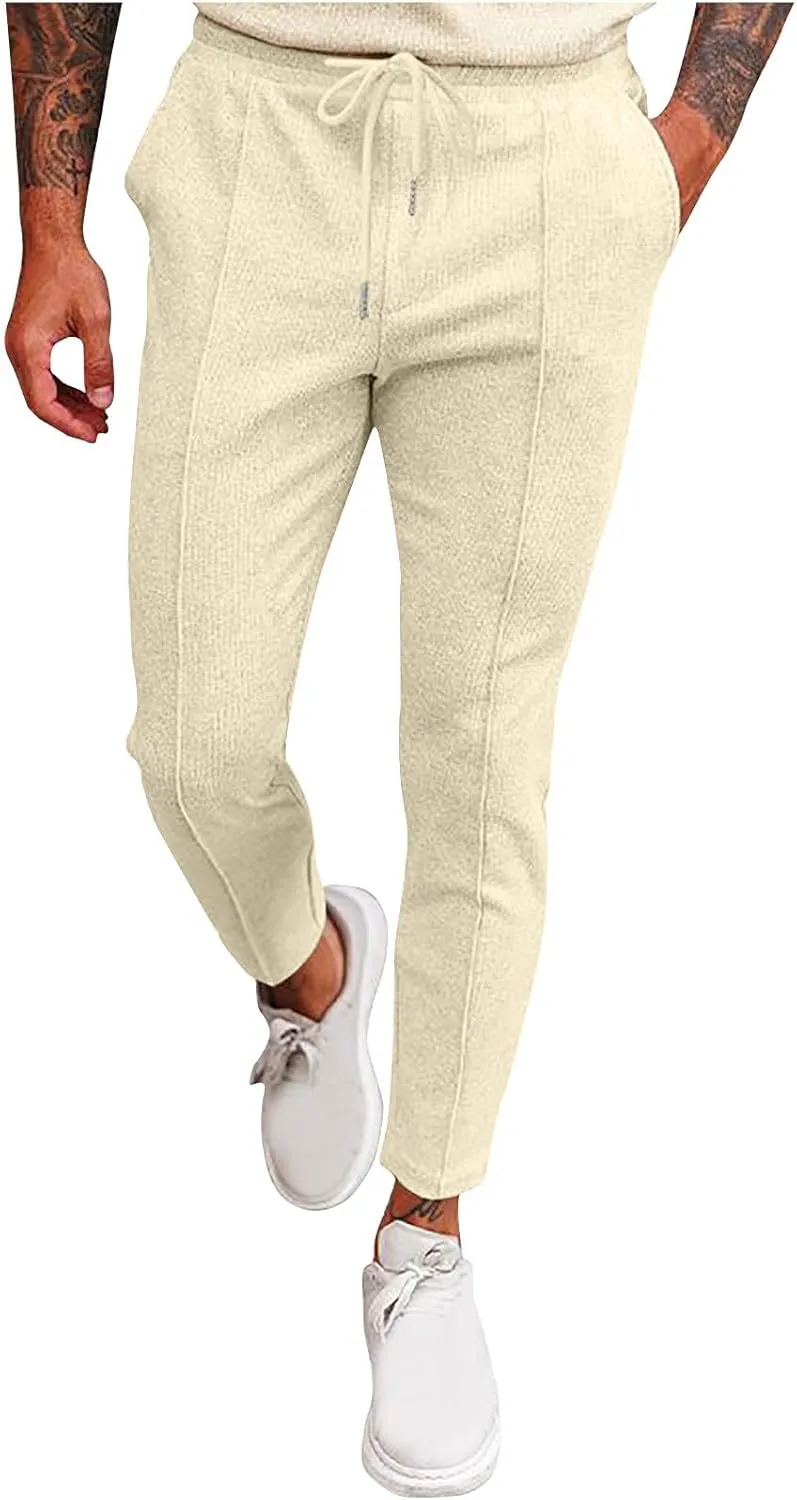 Mens Soft Joggers Drawstring Running Sweatpants with Pockets Lightweight Slim Fit Athletic Track Pants Workout Pants