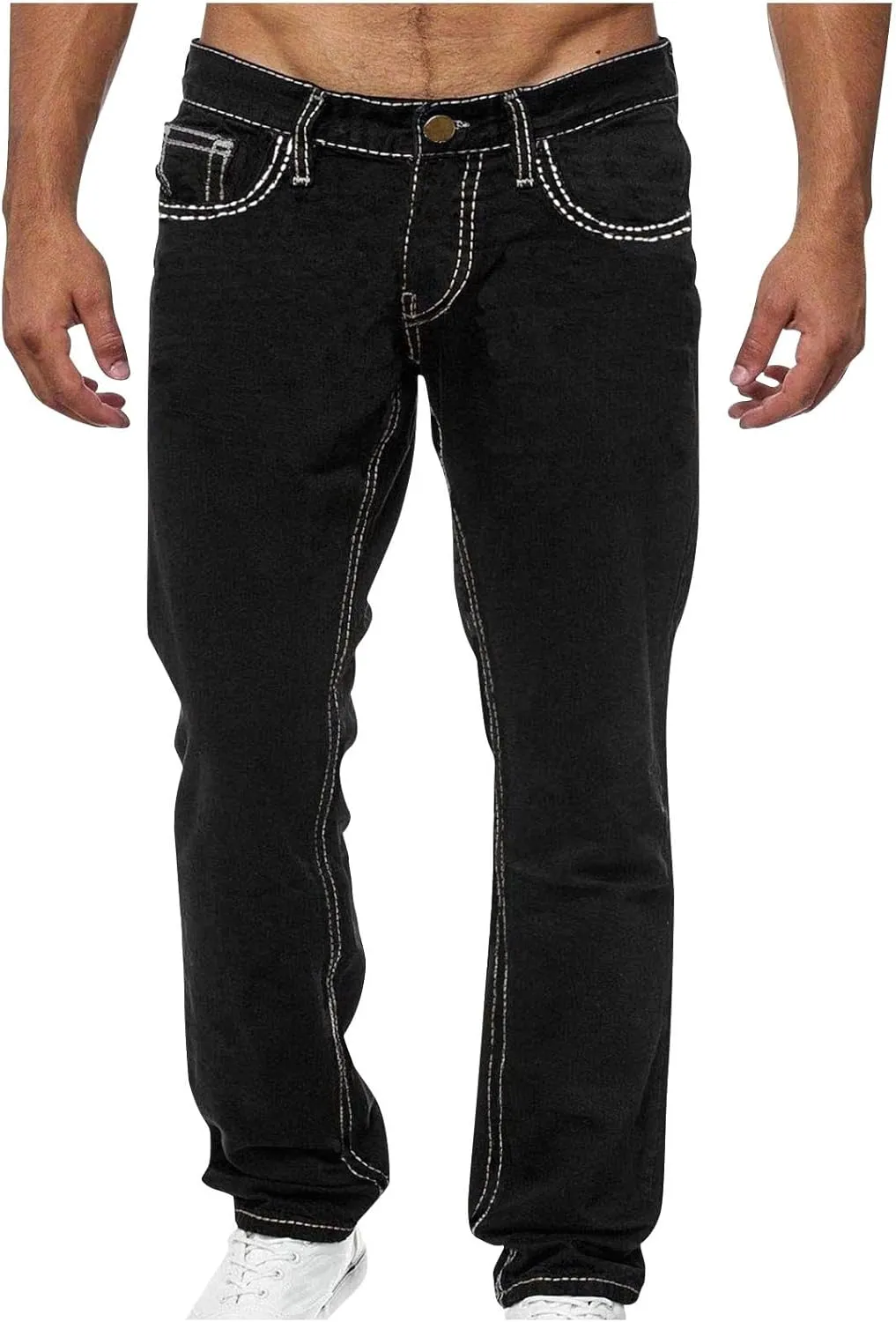 Men's Straight Leg Pants Boot Cut Jeans Stretch Slim Fit Flared Jeans Light Wash Vintage Skinny Denim Trousers