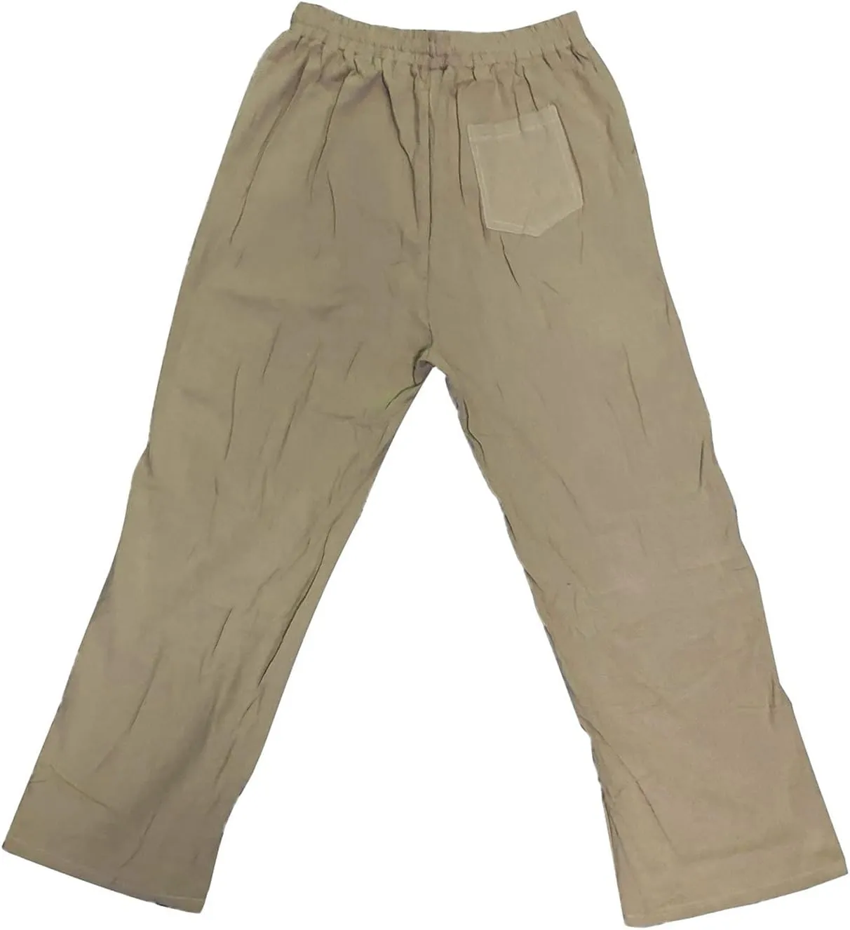 Men's Summer Pants Drawstring Waist Plain Casual Pants Lightweight Vacation Beach Slacks Plus Size Baggy Trousers