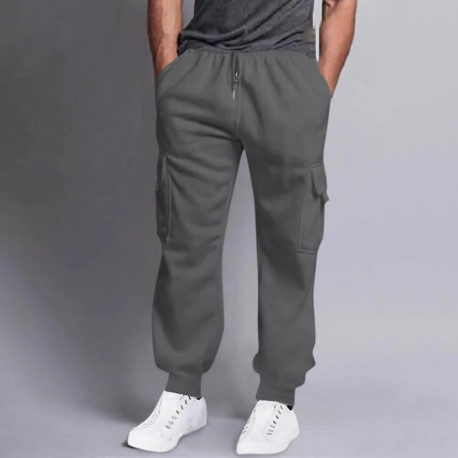 Mens Sweatpants with Pockets Big and Tall Pant Fleece Liend Pants Hiking Drawstring Joggers Cargo Pant Men Pants Hiking