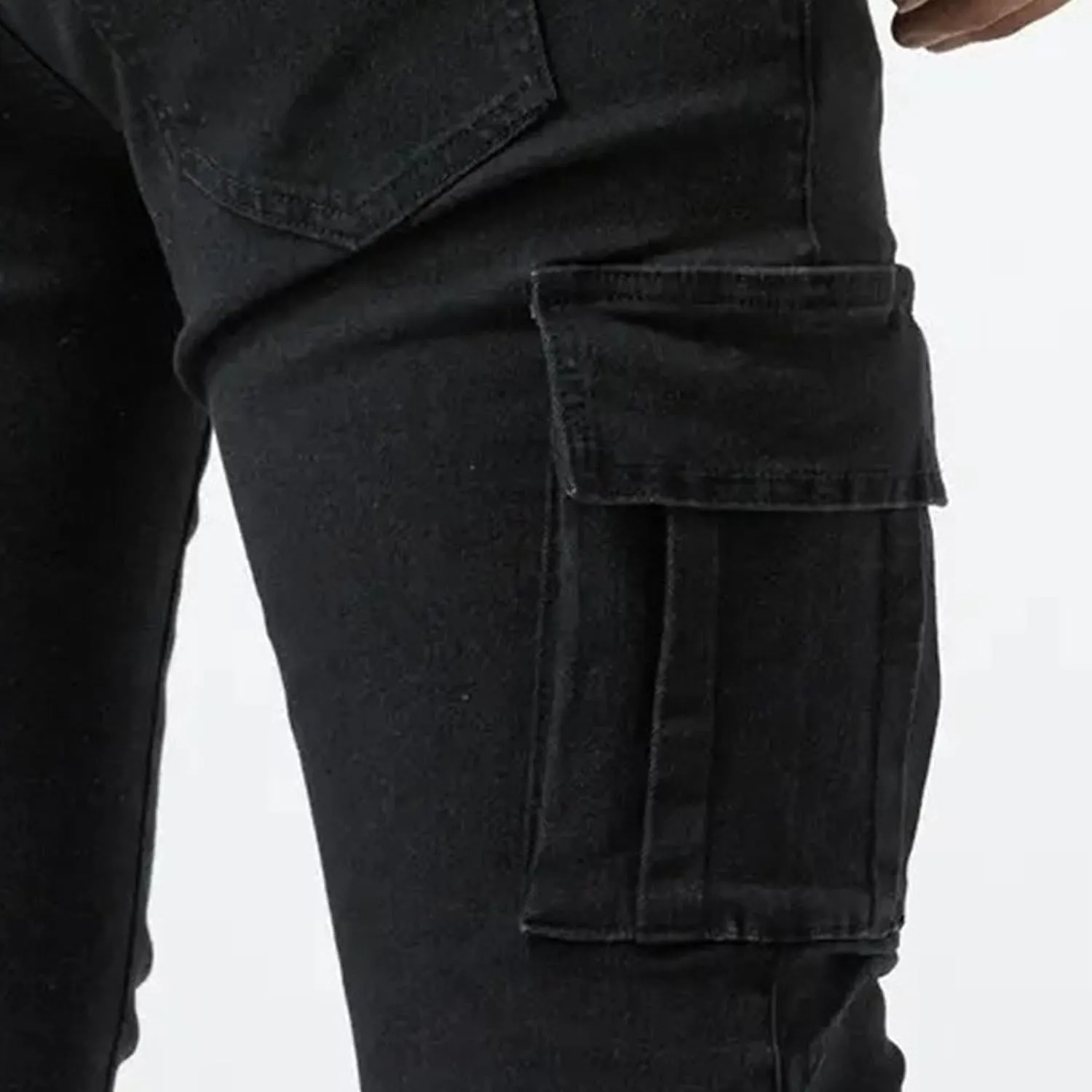Men's Tapered Leg Cargo Jogger Jeans Slim Fit Stretch Skinny Biker Jeans Casual Fashion Hip Hop Denim Pants