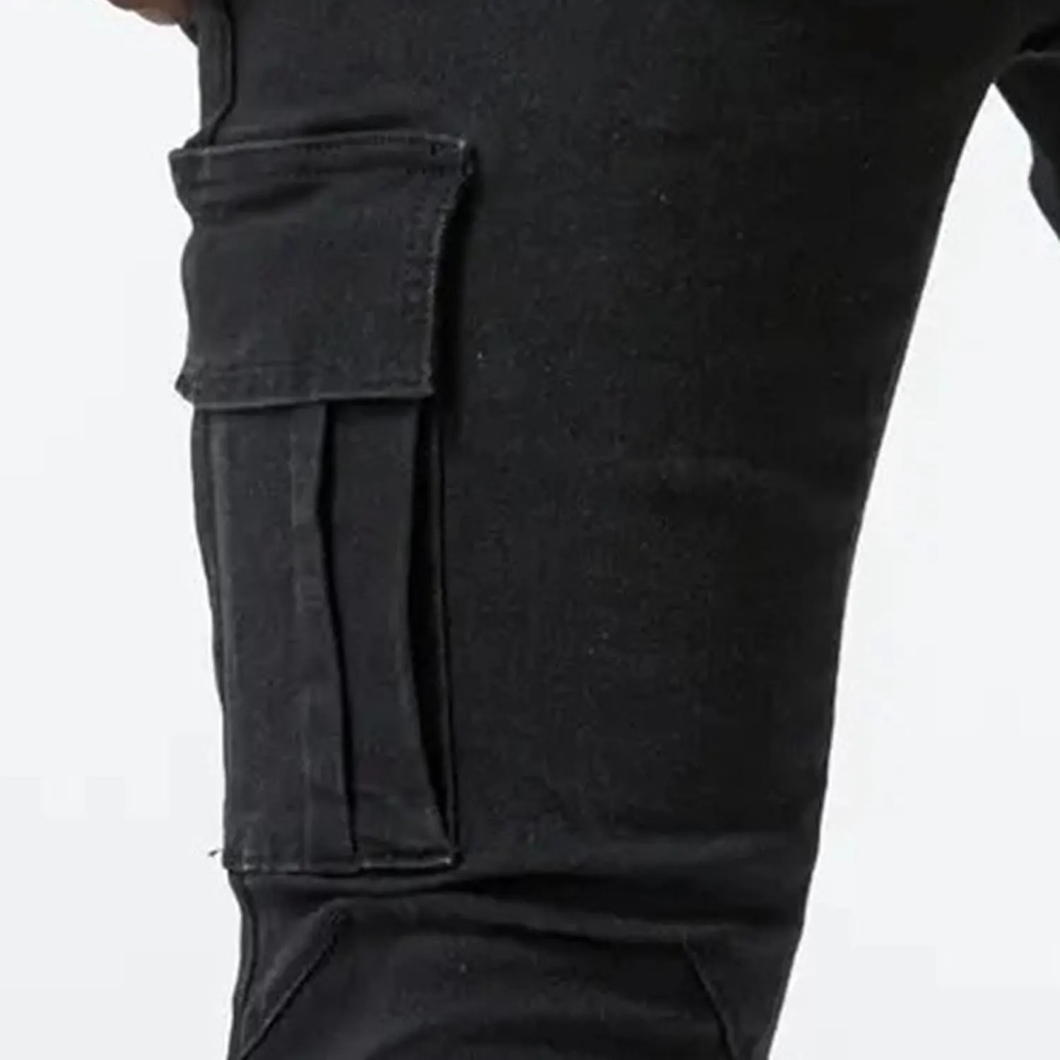 Men's Tapered Leg Cargo Jogger Jeans Slim Fit Stretch Skinny Biker Jeans Casual Fashion Hip Hop Denim Pants
