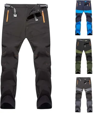 Mens Waterproof Ski Snow Pants Straight Leg Hiking Softshell Cargo Fleece Lined Warm Windproof Outdoor Fishing Pants