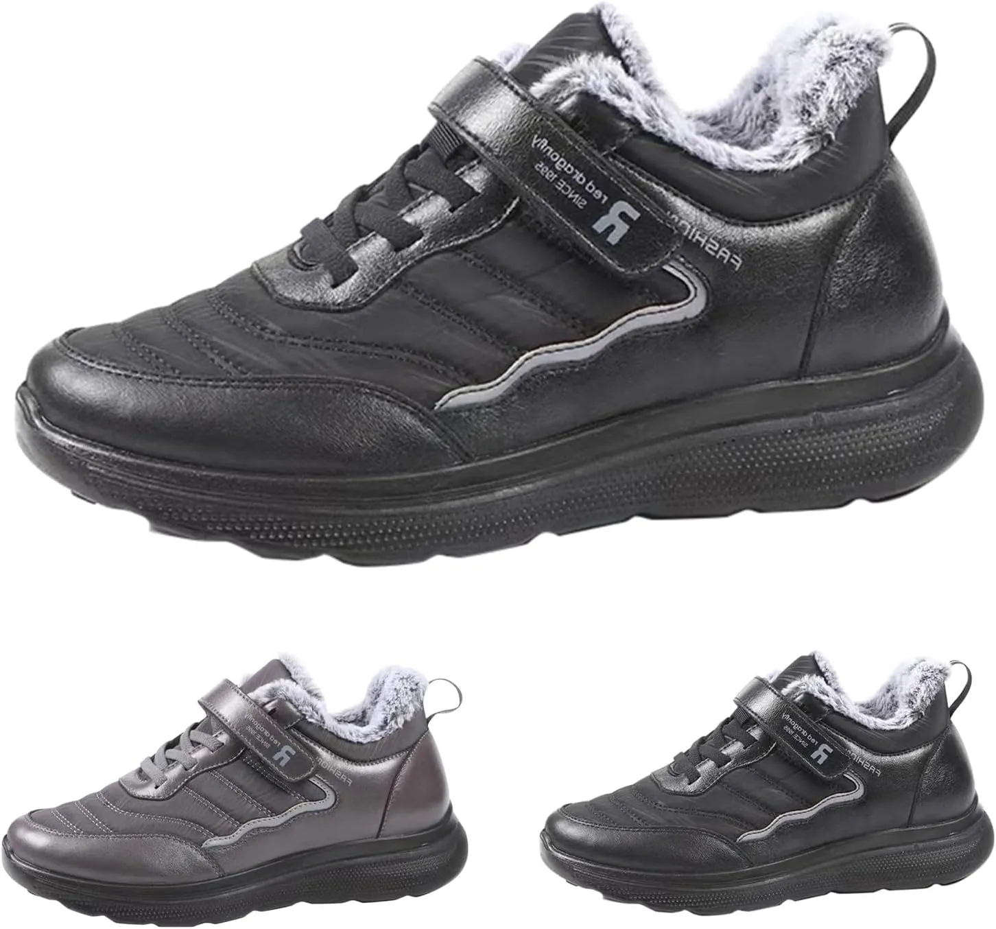 Mens Work Boots Composite Hiking Sneakers Shoes Warm Fur Lined Women Safety Shoes Nonslip Slip On Platform Shoes Lightweight Comfortable Hike Grounded Footwear