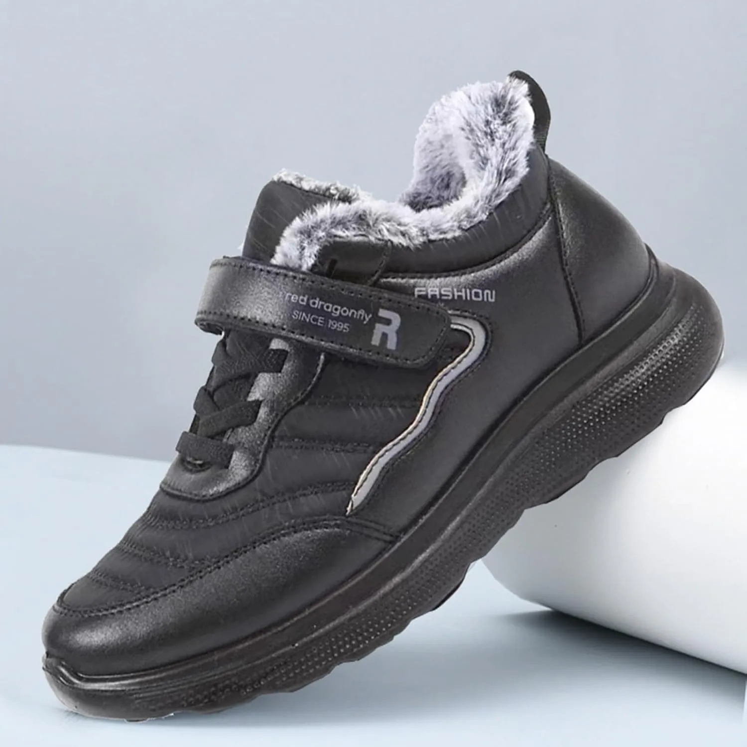 Mens Work Boots Composite Hiking Sneakers Shoes Warm Fur Lined Women Safety Shoes Nonslip Slip On Platform Shoes Lightweight Comfortable Hike Grounded Footwear
