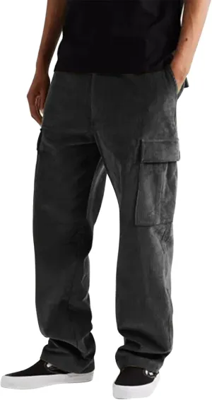 Mens Workout Cargo Sweatpants Elastic Waist Drawstring Athletic Trousers Casual Baggy Jogger Pants with Pockets Mens
