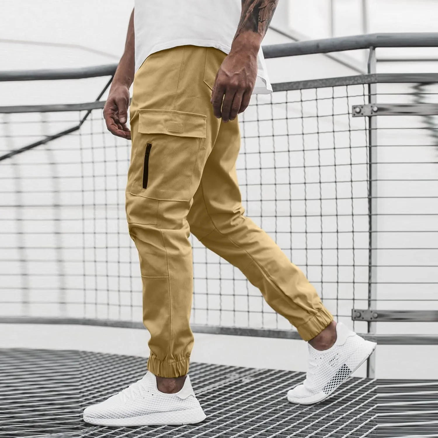 Mens Workout Cargo Sweatpants Fit Casual Trousers Mens Lightweight Running Gym Jogger Pants Men's Workout Sweatpants