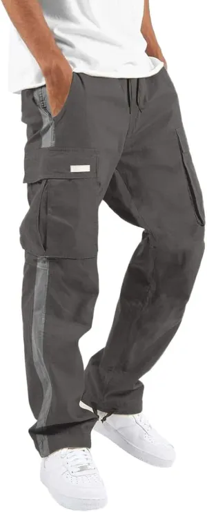 Mens Workout Cargo Sweatpants Printed Overalls Casual Pocket Sport Work Casual Trouser Pants Big and Tall Sweatpants