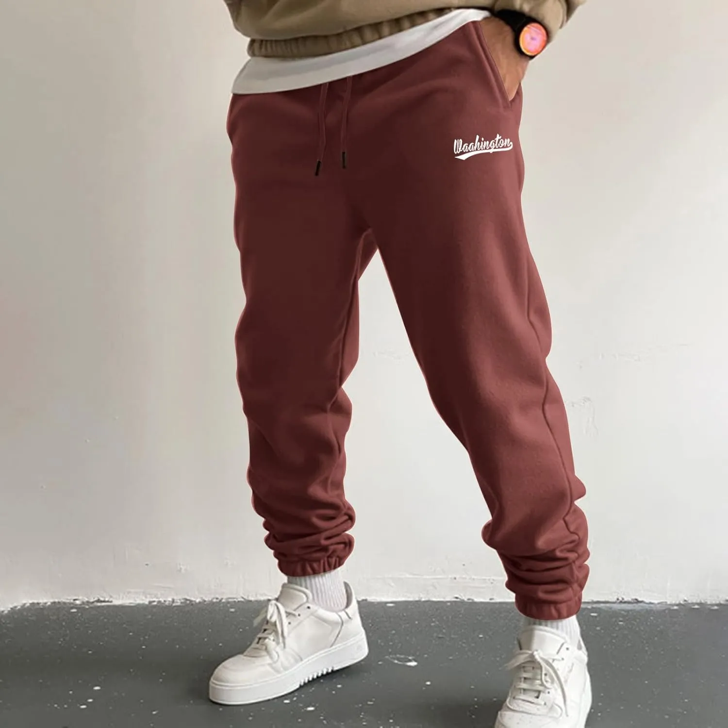 Mens Workout Cargo Sweatpants Sports Pant Men's Cargo Pants Elastic Waist Joggers Solid Casual Multi Pockets Outdoor