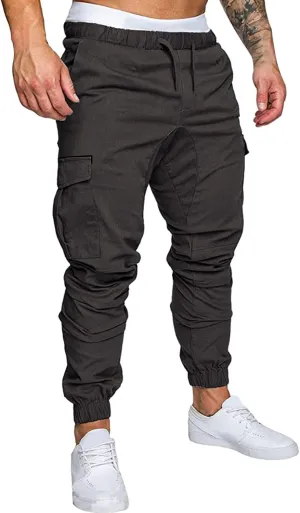 Mens Workout Cargo Sweatpants Warm Fleece Heavyweight Gym Athletic Running Track 5 Pocket Winter Sweat Pants Athletic