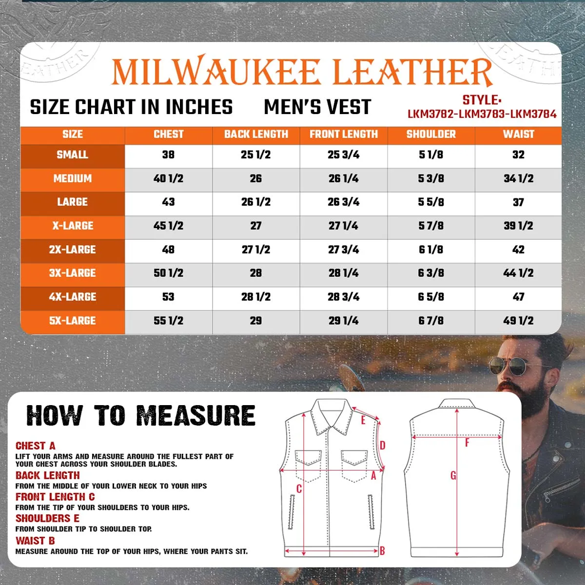 Milwaukee Leather LKM3782 Men's Classic Black Premium Leather
