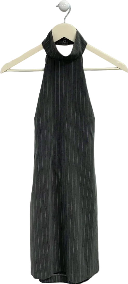 Modstrm Grey Pinstriped Halter Dress XS