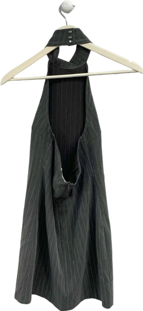 Modstrm Grey Pinstriped Halter Dress XS