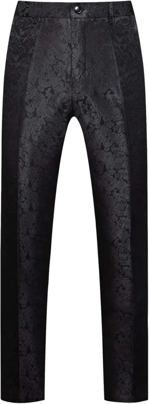MOGU Mens Tuxedo Suit Pants for Wedding Party Jacquard Floral Design