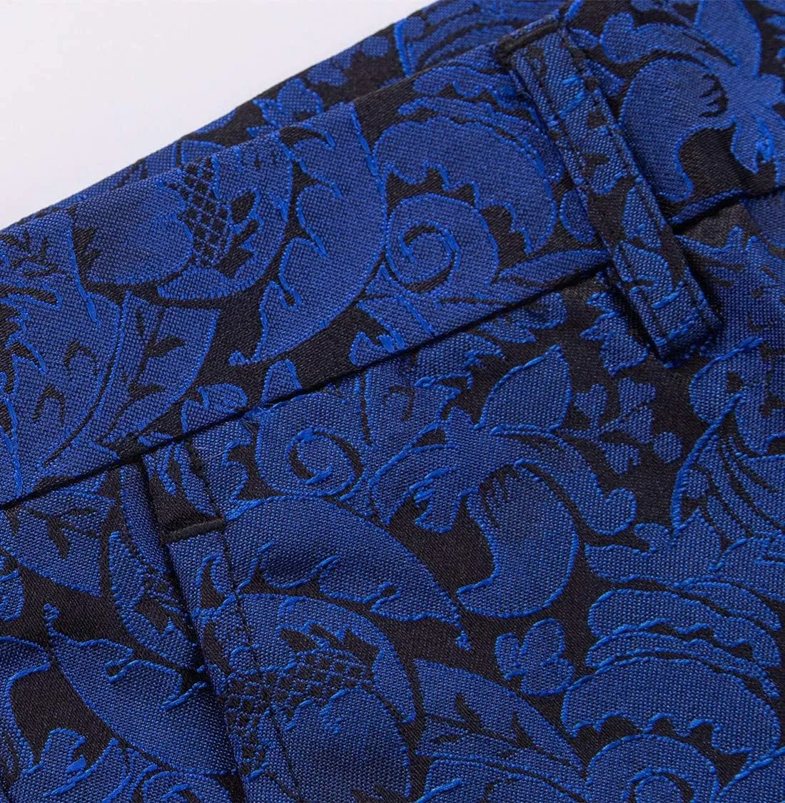 MOGU Mens Tuxedo Suit Pants for Wedding Party Jacquard Floral Design