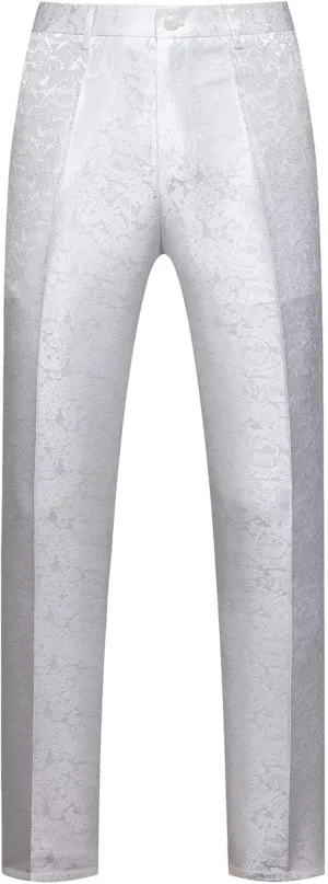 MOGU Mens Tuxedo Suit Pants for Wedding Party Jacquard Floral Design