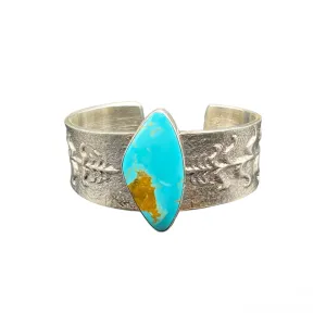 Navajo Silver Tyrone Turquoise Tufa Cast Cuff