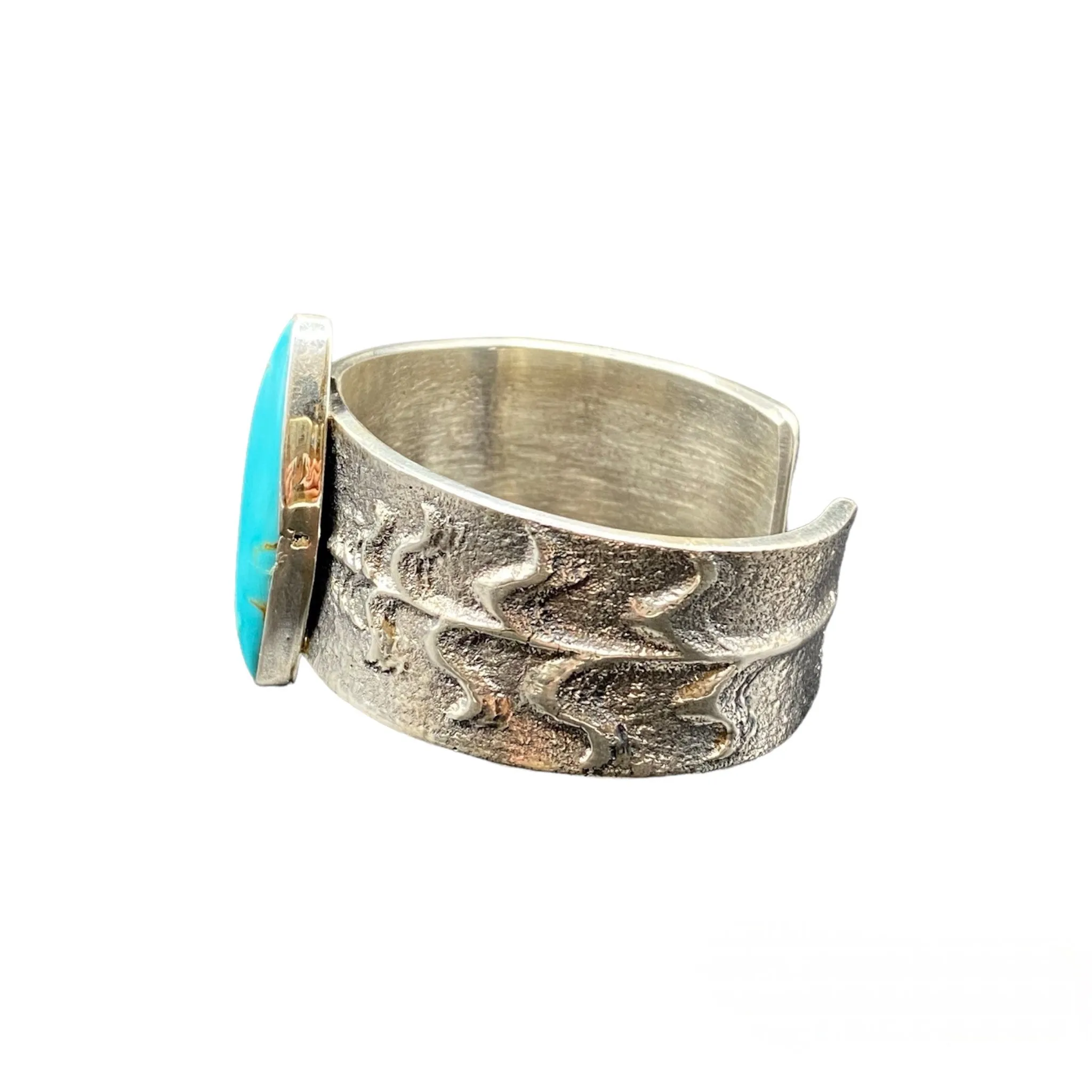 Navajo Silver Tyrone Turquoise Tufa Cast Cuff
